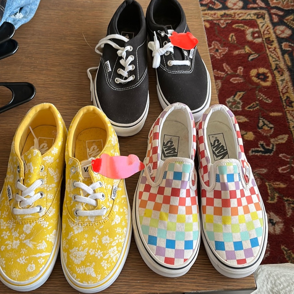 3 pairs of Vans (2 NWT) size 7.5.